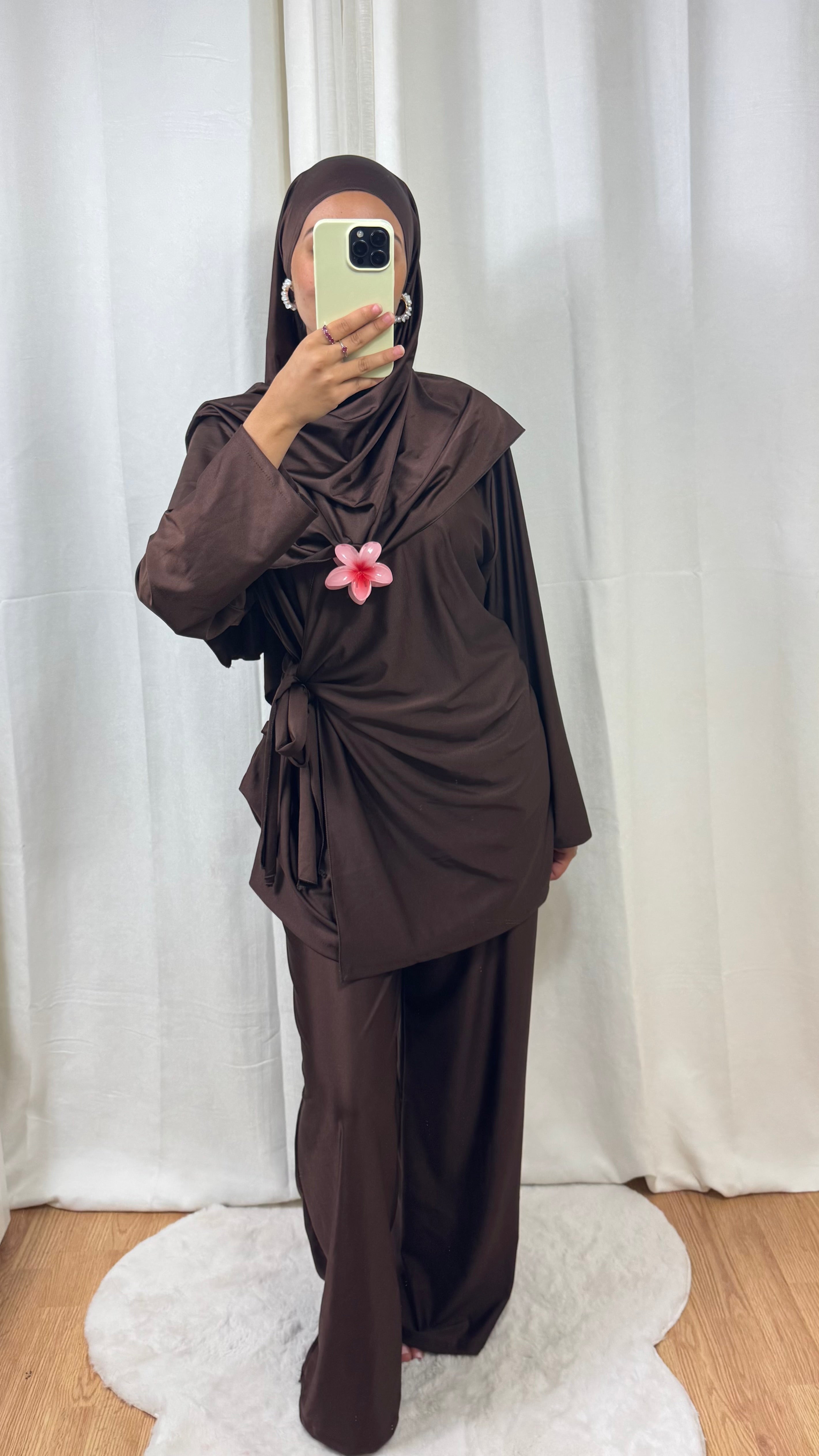 BURKINI À NOUER + HIJAB - MARRON CHOCOLAT