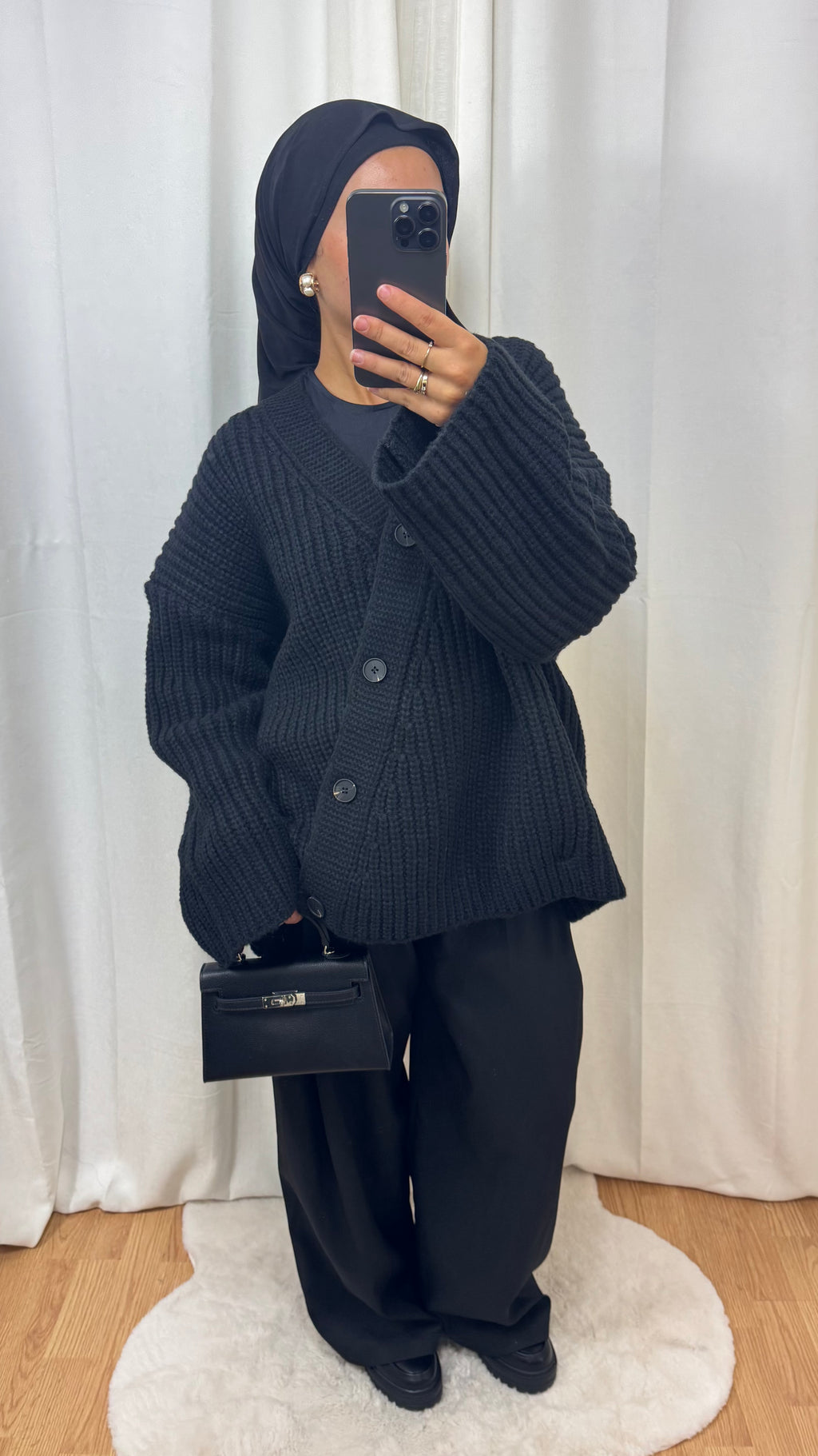 CARDIGAN CŒUR - NOIR