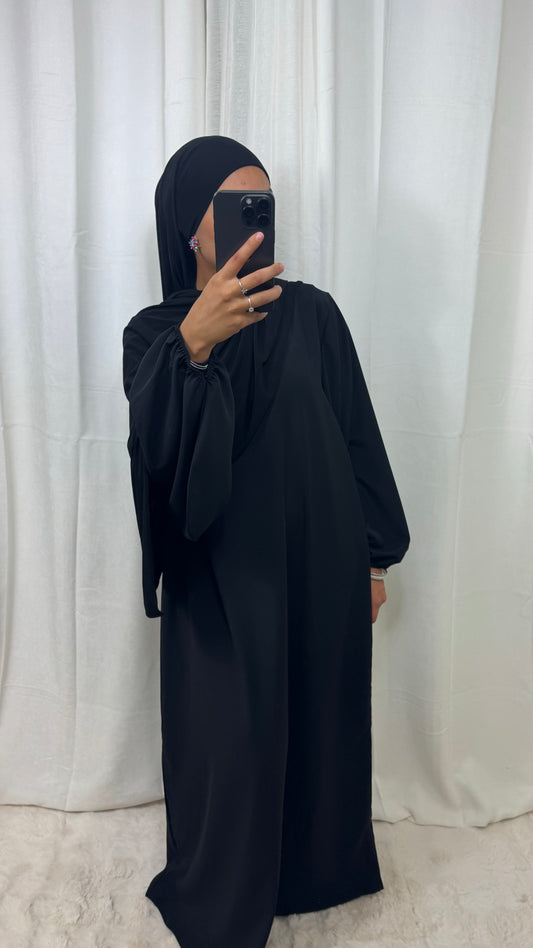 ABAYA MANCHE BALLON - NOIR