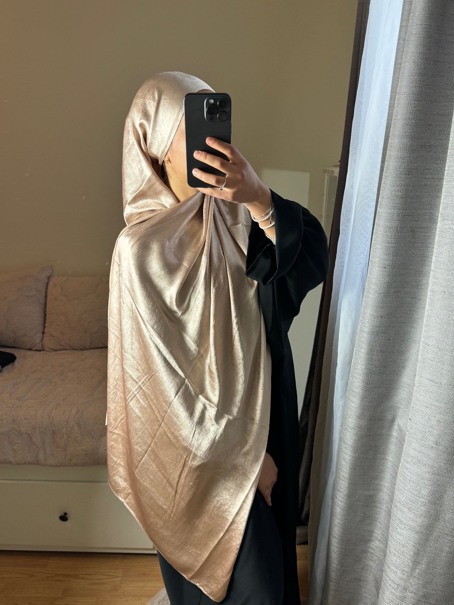 HIJAB SATINÉ - TAUPE DORÉ