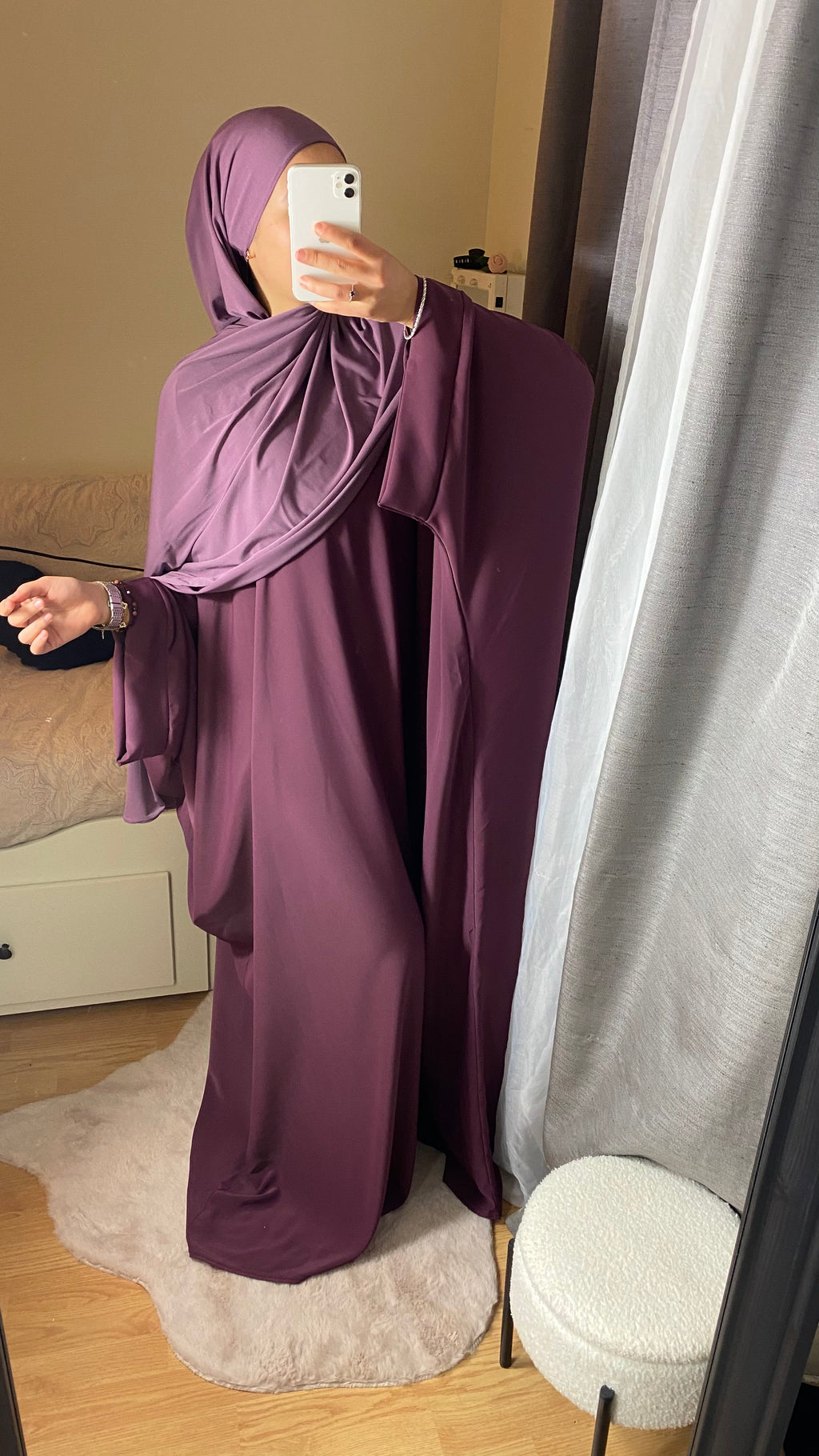 ABAYA SAOUDIENNE ELEGANCE - PRUNE