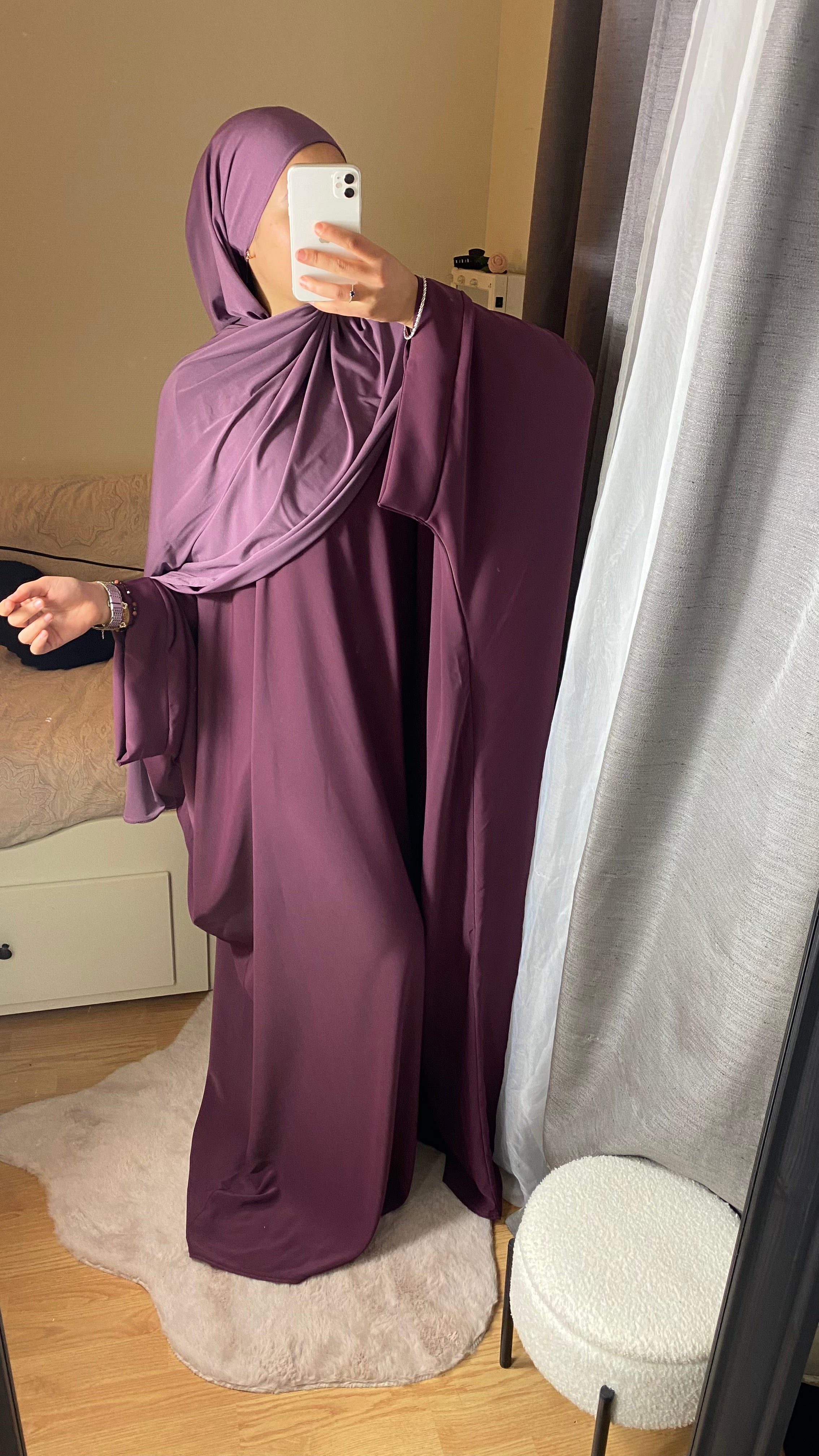 ABAYA SAOUDIENNE ELEGANCE - PRUNE