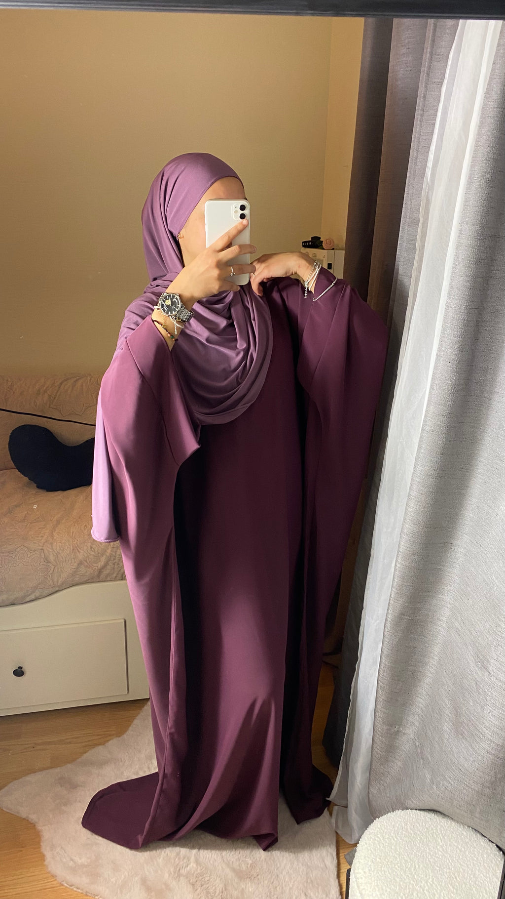 ABAYA SAOUDIENNE ELEGANCE - PRUNE