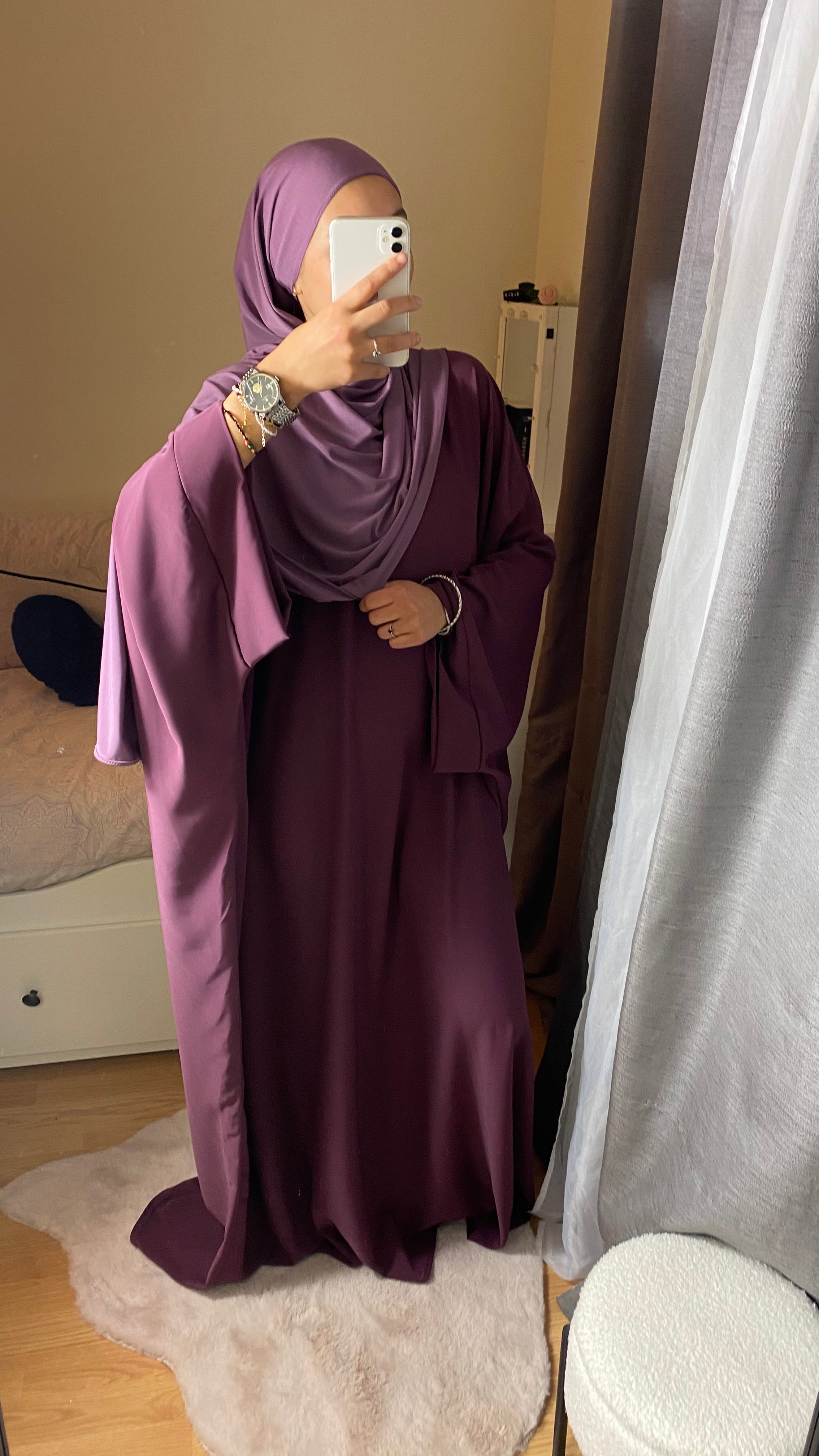 ABAYA SAOUDIENNE ELEGANCE - PRUNE