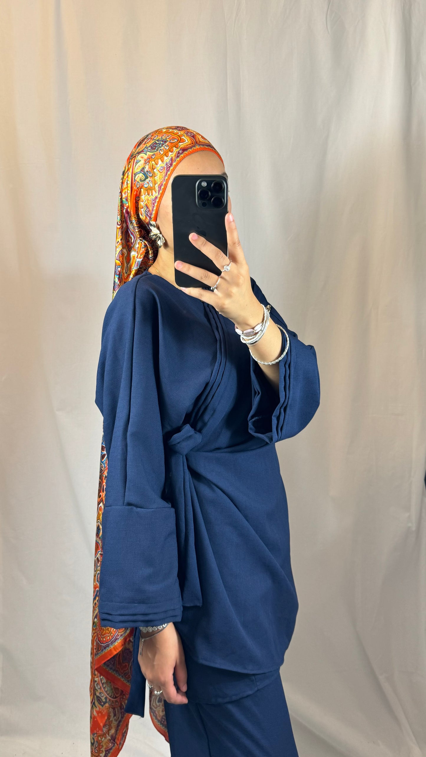 ENSEMBLE KIMONO PANTALON BLEU MARINE