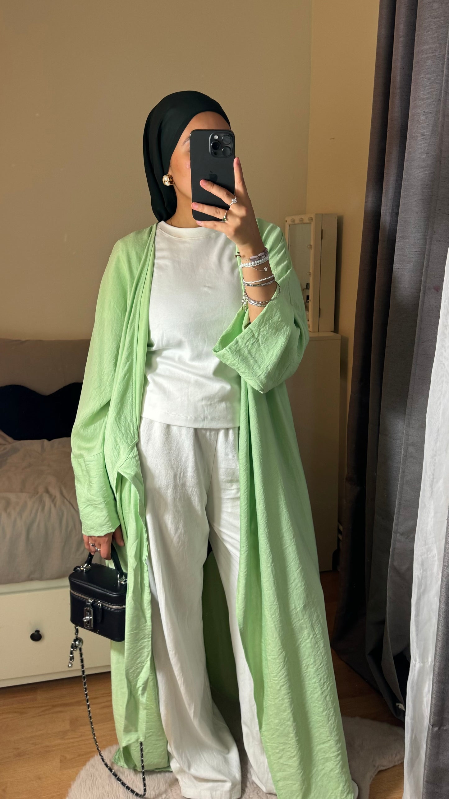 ROBE CACHE COEUR EFFET LIN VERT D’EAU