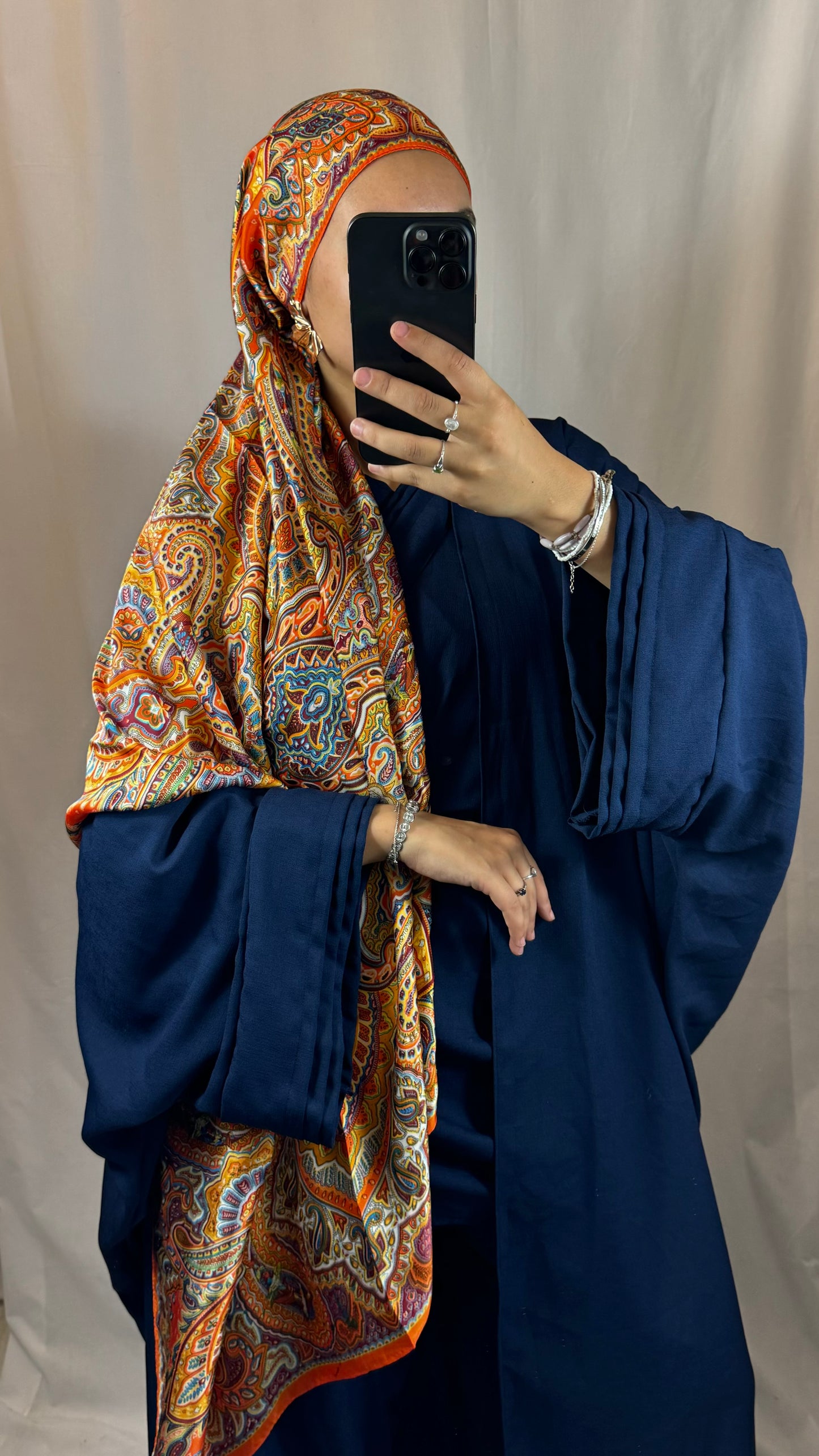 ENSEMBLE KIMONO LONG+PANTALON BLEU MARINE