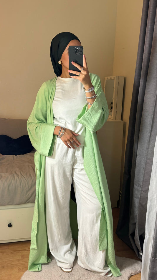 ROBE CACHE COEUR EFFET LIN VERT D’EAU