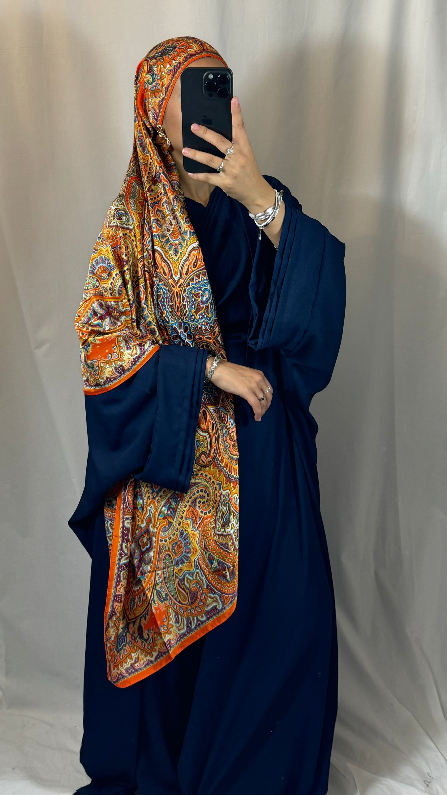 ENSEMBLE KIMONO LONG+PANTALON BLEU MARINE