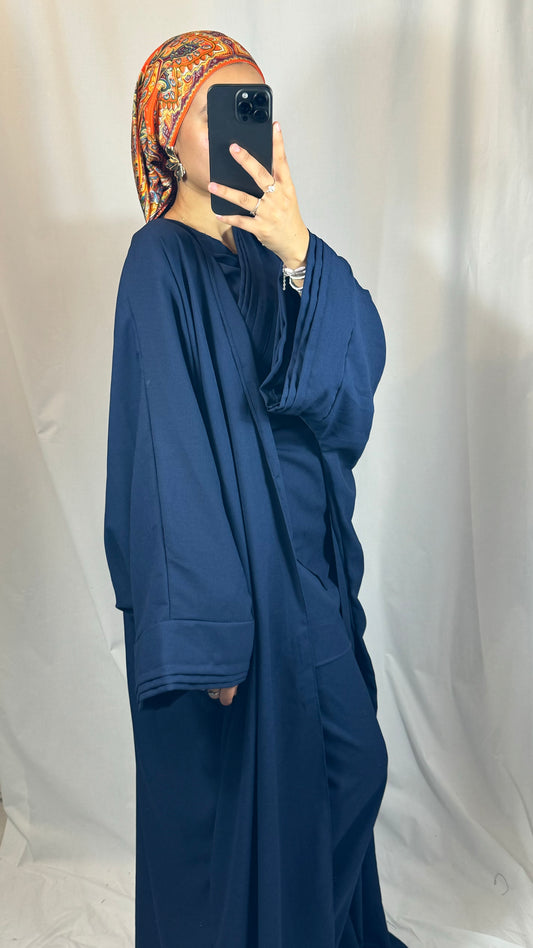 ENSEMBLE KIMONO LONG+PANTALON BLEU MARINE