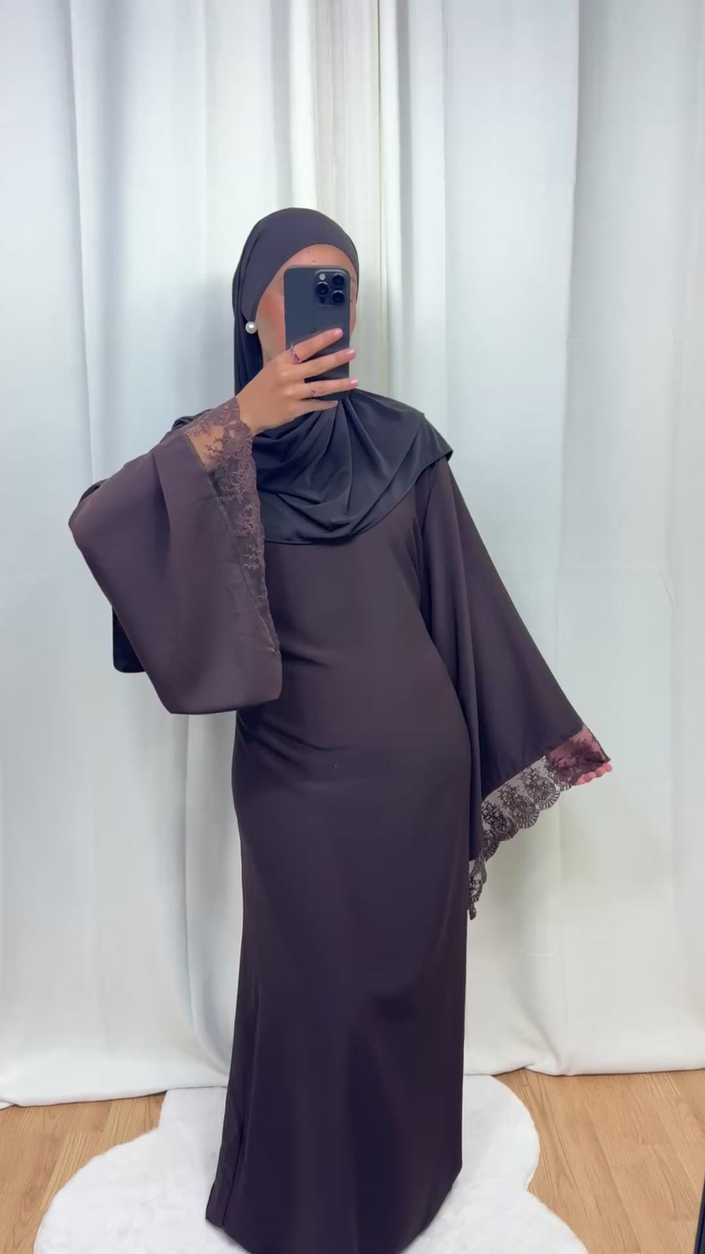 ABAYA DENTELLE - MARRON