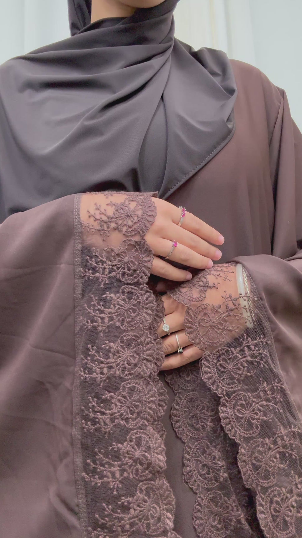 ABAYA DENTELLE - MARRON